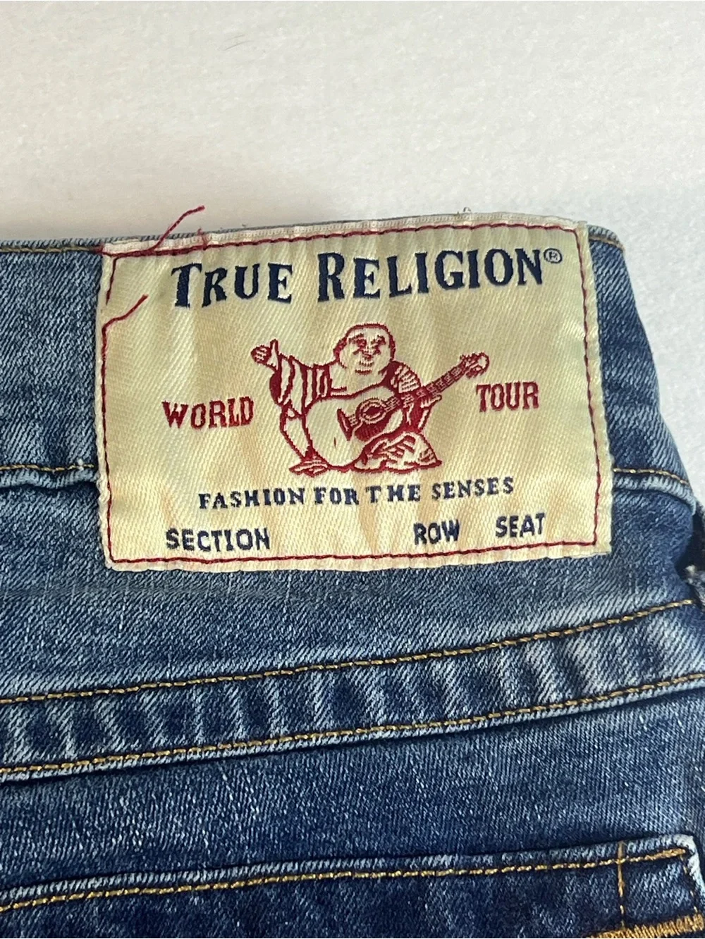 True Religion Mens Rocco Relaxed Skinny Jeans Blue Medium Wash Flap Pocket Sz 30